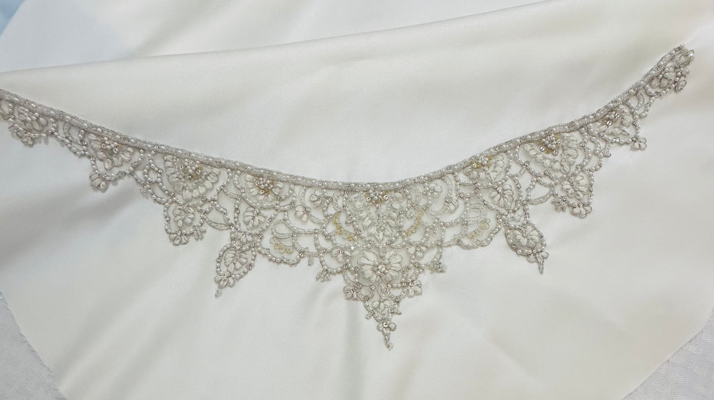 Bridal luxury, hair bonnet, double-sided, White, Beaded, Designer bonnet