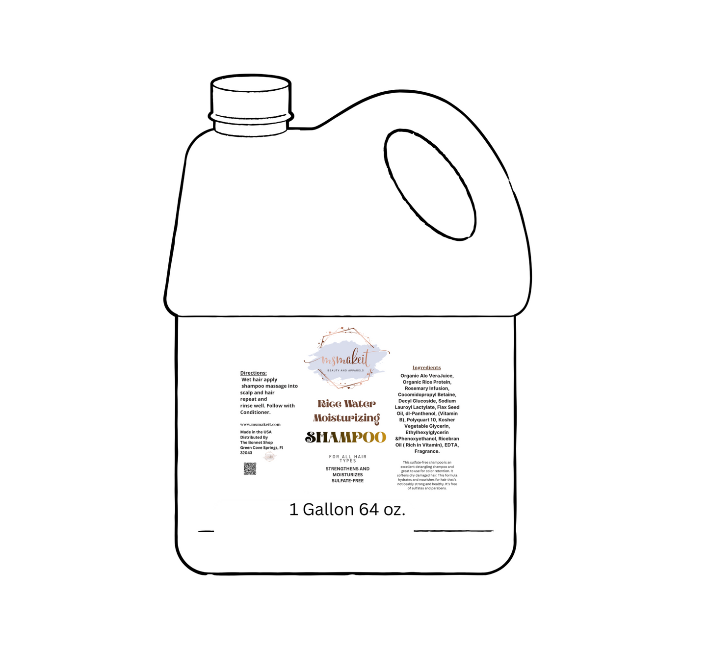 Rice Water and Flaxseed Moisturizing Shampoo 1 Gallon size