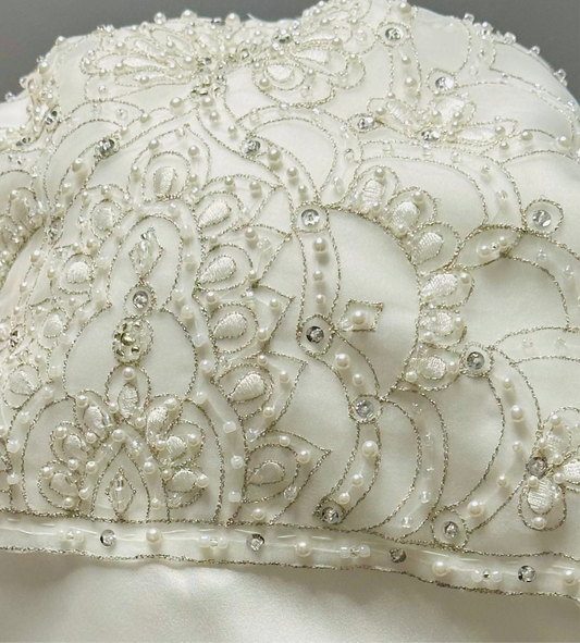Bridal luxury, hair bonnet, double-sided, White, Beaded, Designer bonnet
