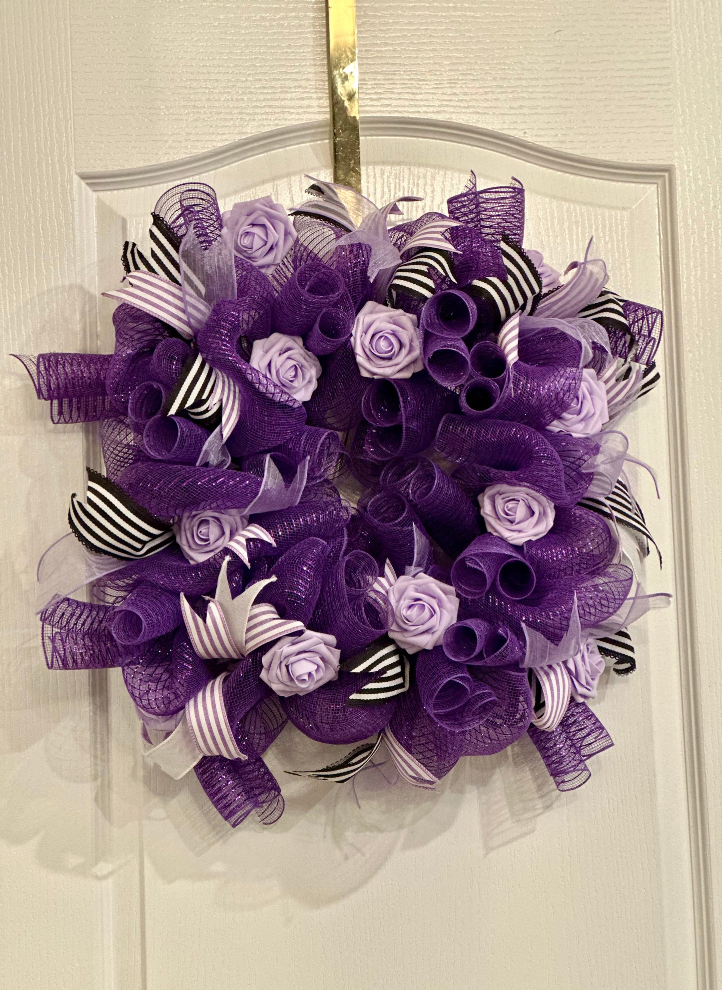 Purple and Lavender Door Wreath mesh fabric room decor for inside and outside