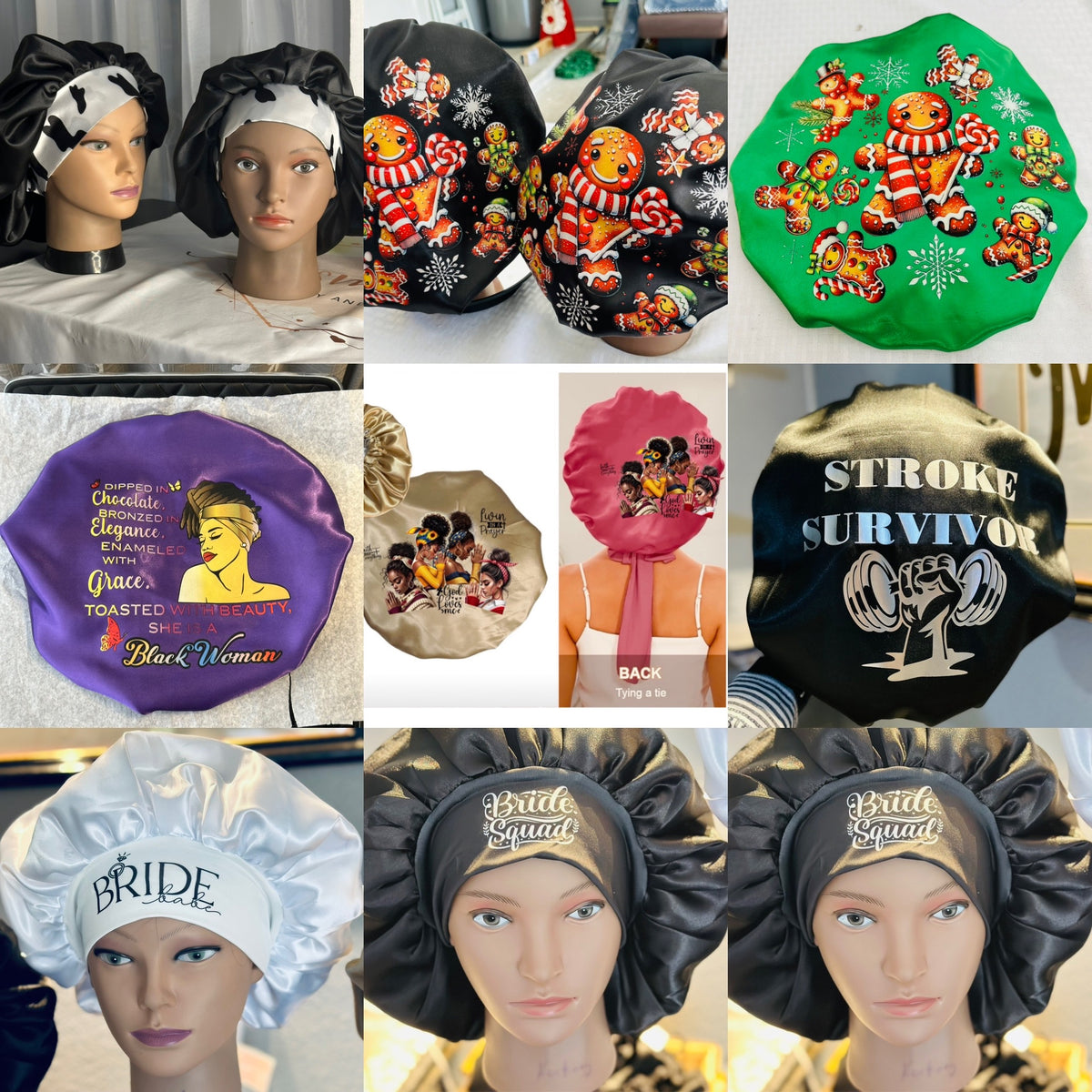 Customizable Satin Bonnets and Scrub Caps (Pick your colors)